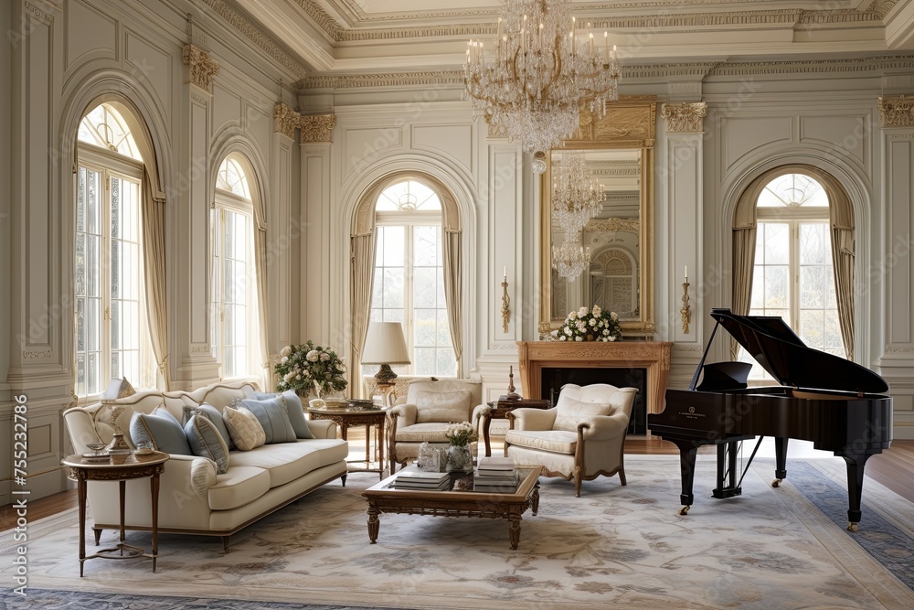 Grand Illumination: Stately Federal Living Room Decors in Timeless Elegance