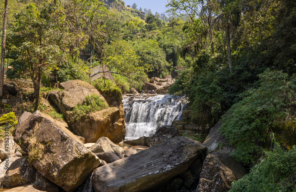 Scenic views of Ravana falls in the Pussellawa region, Central Province of Sri Lanka Scenic views of Ravana falls in the Pussellawa region, Central Province of Sri Lanka