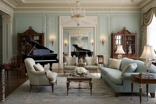 Stately Federal Style: Elegant Living Room Decors with Historical Furniture and Decor Touches