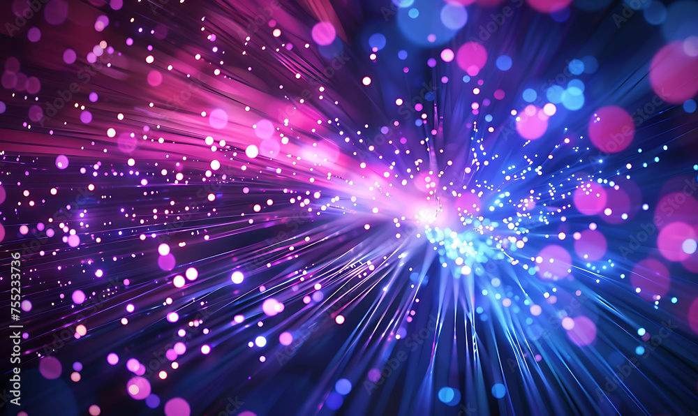 Enhancing Connectivity, Illuminated Fiber Optic Network in Abstract Technology Background