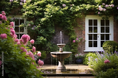 Water Fountain Patio Bliss: Traditional English Garden Ideas for a Tranquil Atmosphere