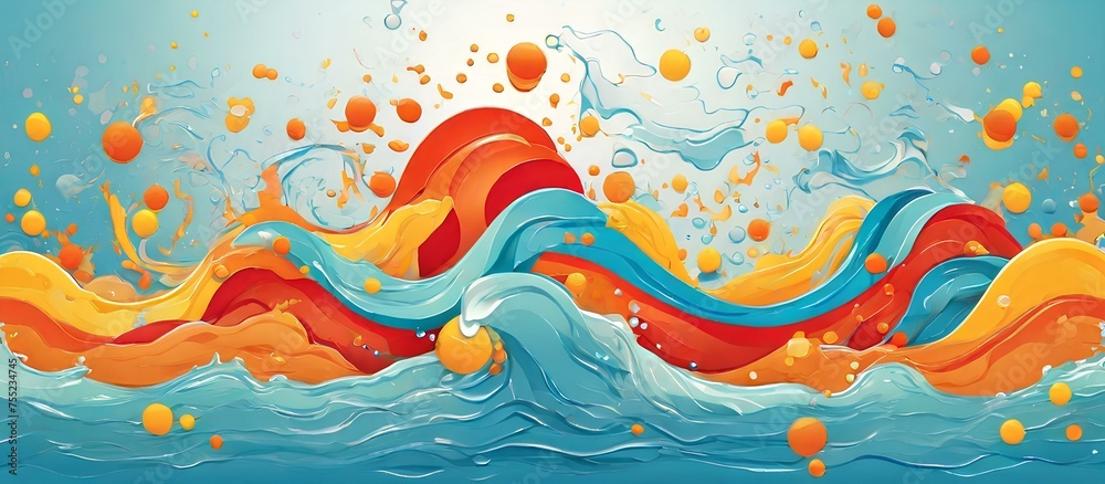 splash and waves in vector abstract shape AI 4K