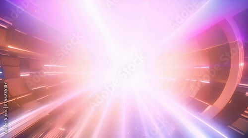 Hyperspace Jump Flying Through the Universe Lightspeed Tunnel Acceleration and Slowdown of Abstract Spaceship Like Star Wars Effect Speed of Light photo