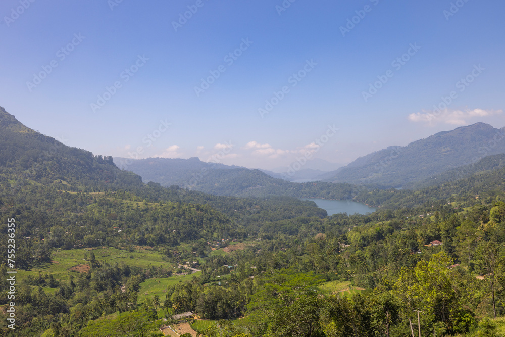 Countryside views of the mountains in the Central Province tea plantation region of Sri Lanka