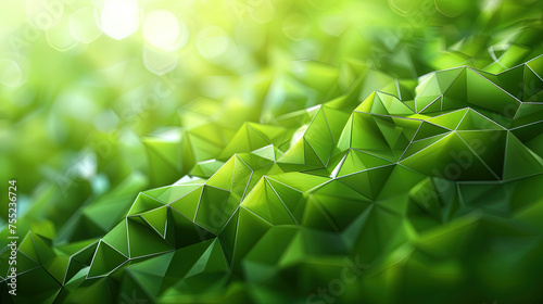 Abstract green background consisting of geometric shapes. AI generated photo