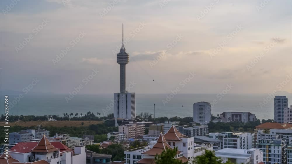 Pattaya Jomtien seascape skyline 4k panoramic Time lapse, hyperlapse, Thailand Pattaya Jomtien seascape skyline 4k panoramic Time lapse, hyperlapse, Thailand