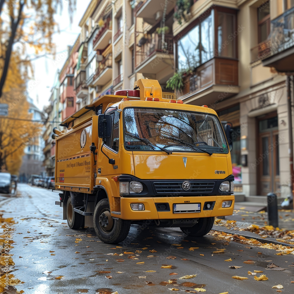 Sunny Yellow Efficient Street Sweeper: Brightening Streets