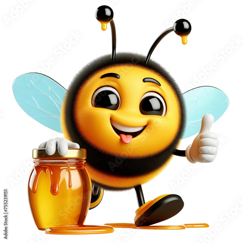 Cute Cartoon Bee Png Sticker Design photo