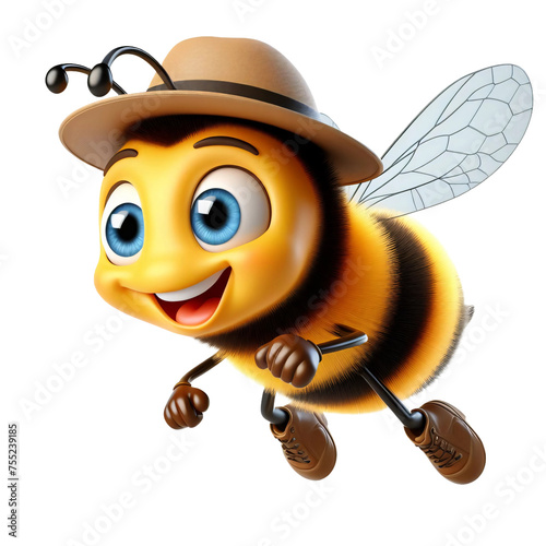 Cute Cartoon Bee Png Sticker Design photo