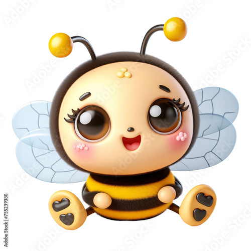 Cute Cartoon Bee Png Sticker Design photo