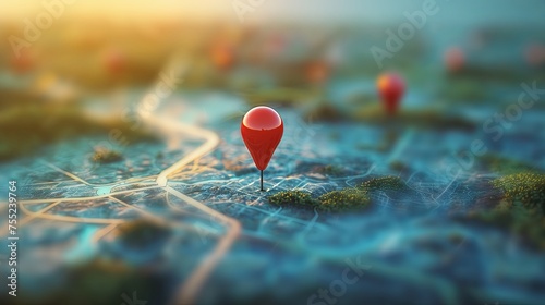 3D Pin Marker on 3d Digital Map