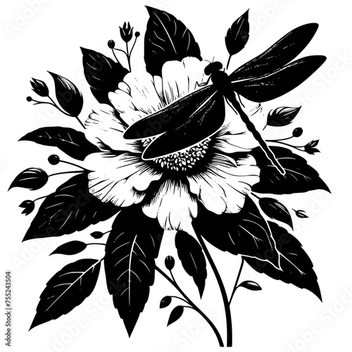 black and white flower