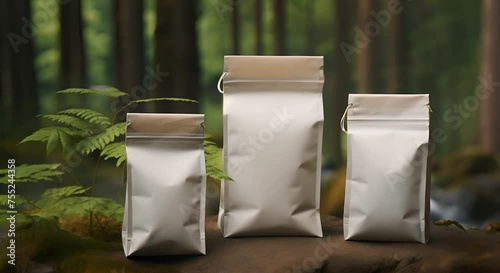 Blank eco packaging on a natural background, brand-ready photo