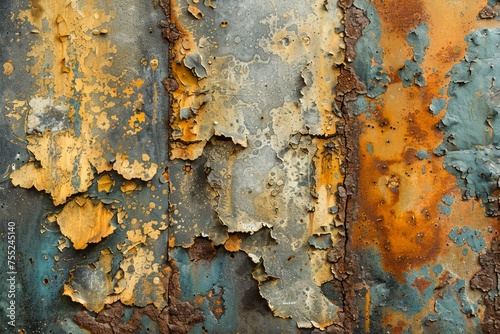 Vintage Rusty Metal Texture with Vivid Blue and Orange Corrosion Patterns for Industrial Background