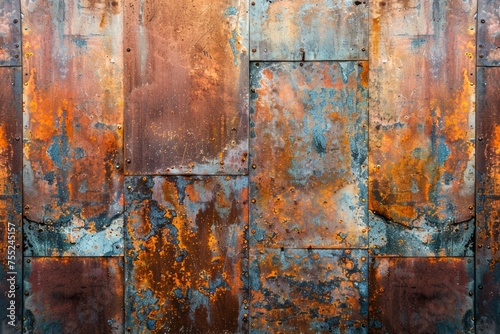 Vintage Rusty Metal Texture with Weathered Paint and Patina - Abstract Background for Design and Creativity Concepts
