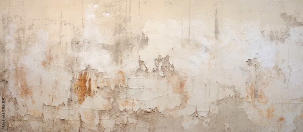 An old weathered wall covered in smeared plaster with visible patches of dirt and grime. The dirt adds texture and character to the worn surface.