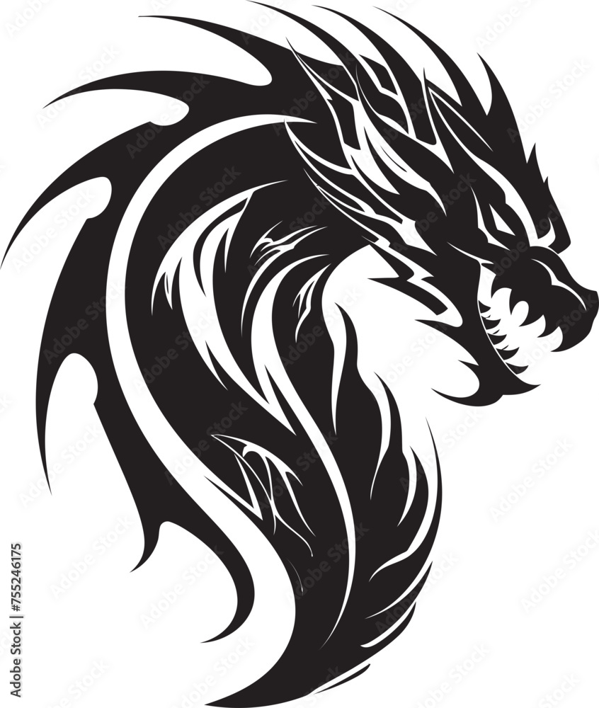 Obraz premium Majestic Dragon Head Logo Vector Design Fiery Emblem Dragon Head Icon in Vector
