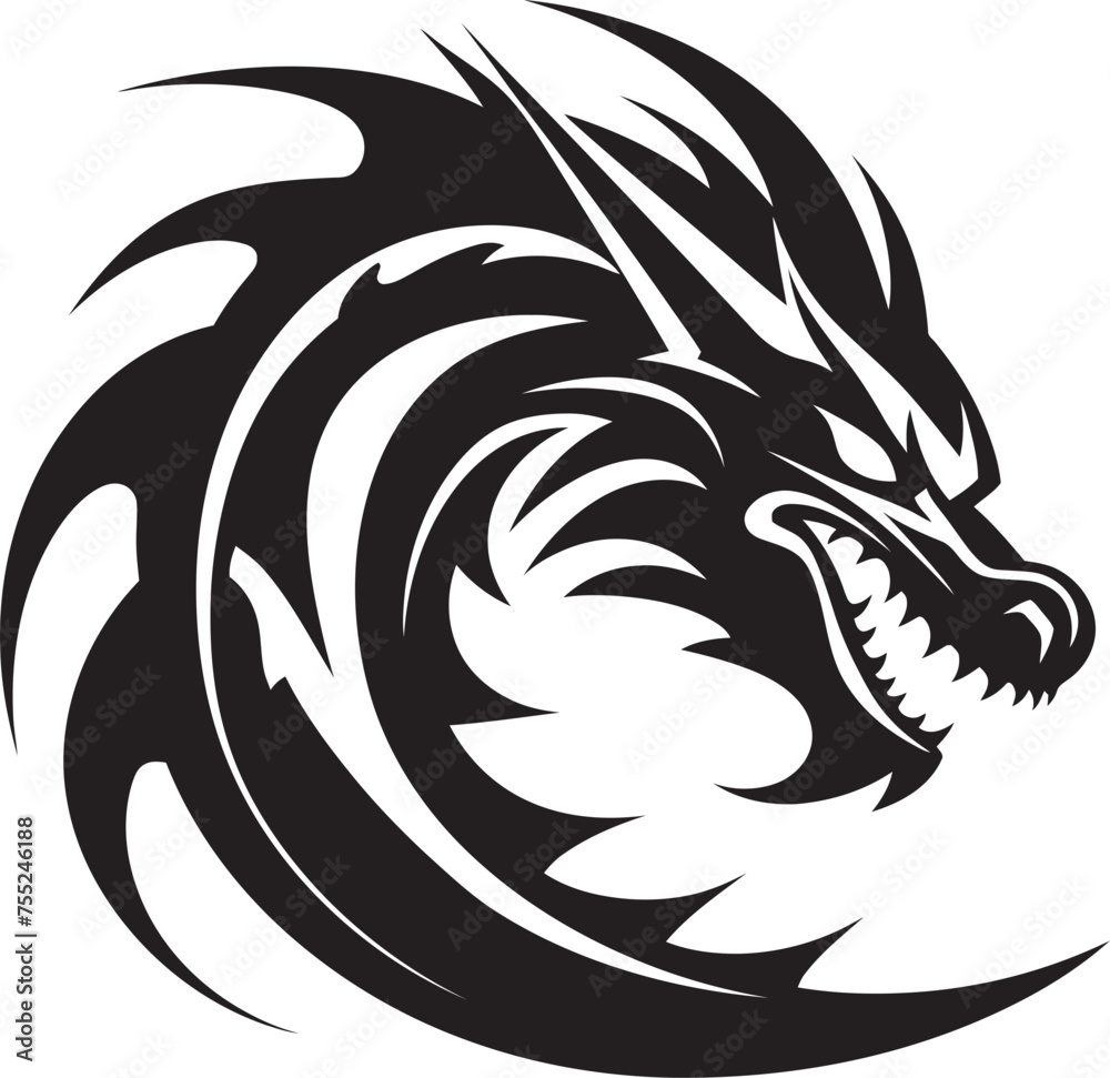 Fiery Protector Dragon Head Icon in Vector Winged Sentinel Head Logo Design with Dragon Fiery Protector Dragon Head Icon in Vector Winged Sentinel Head Logo Design with Dragon