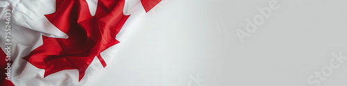 Canadian flag draped to one side against a clean white background.
