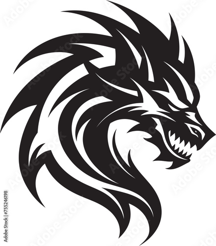 Winged Sentinel Head Logo Design with Dragon Celestial Beast Vector Dragon Head Emblem © BABBAN