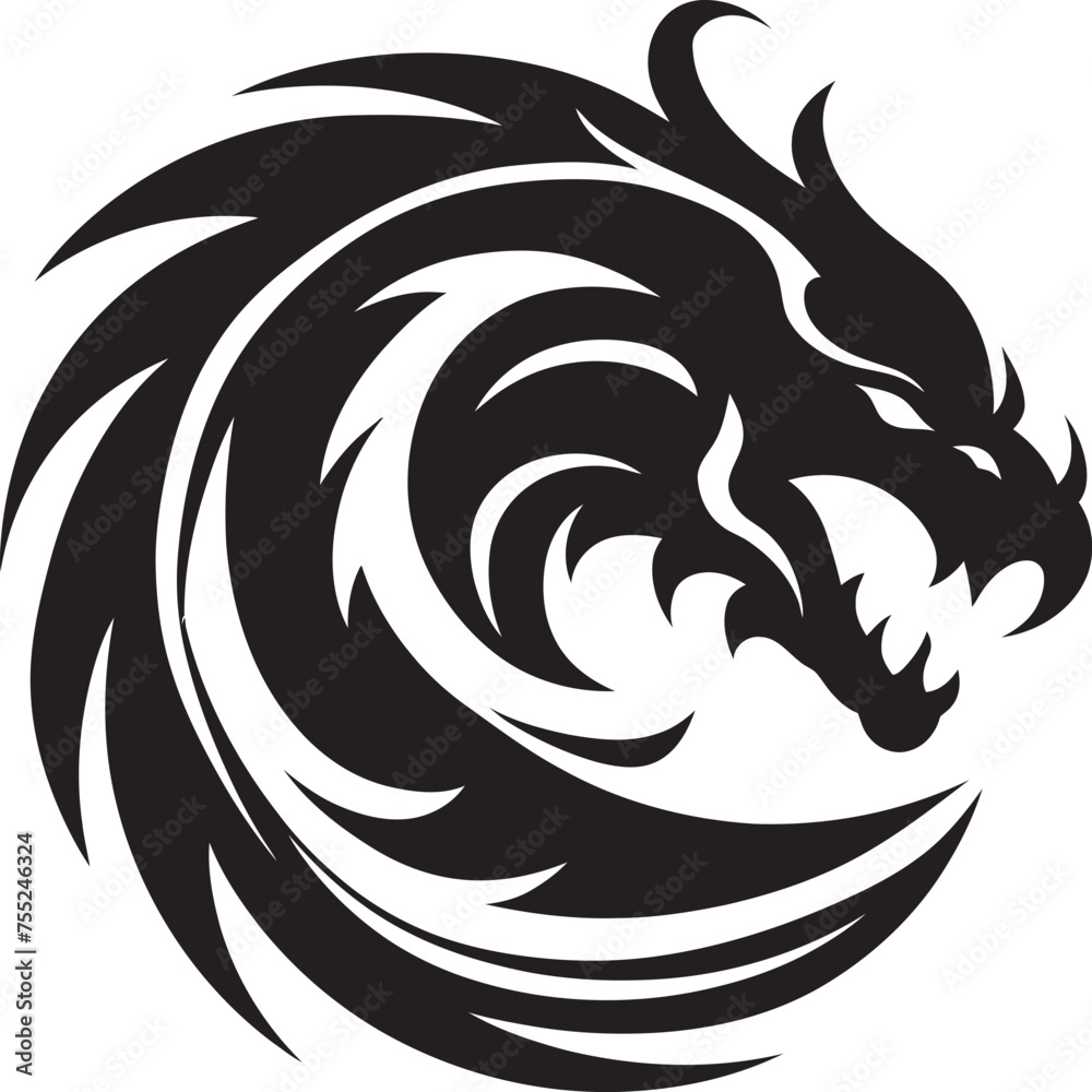 Naklejka premium Fierce Symbol Vector Dragon Head Emblem Ancient Vigil Dragon Head Logo in Vector