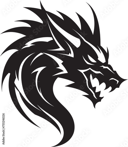 Ancient Vigil Dragon Head Logo in Vector Fiery Majesty Vector Logo with Dragon Head © BABBAN