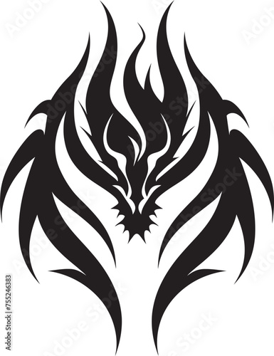 Celestial Vigil Vector Logo with Dragon Head Winged Flame Dragon Head Icon in Vector