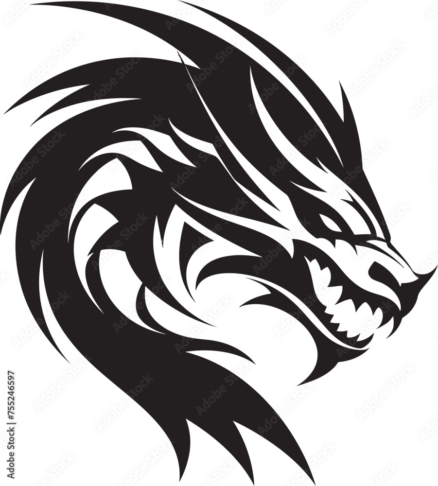 Celestial Creature Dragon Head Icon Vector Mystic Herald Vector Logo with Dragon Head Celestial Creature Dragon Head Icon Vector Mystic Herald Vector Logo with Dragon Head