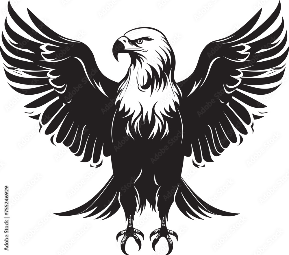 Regal Vigil Tattoo Styled Eagle Emblem with Skull Wing Span Eternal Inked Majesty Eagle Tattoo Logo Design with Skull