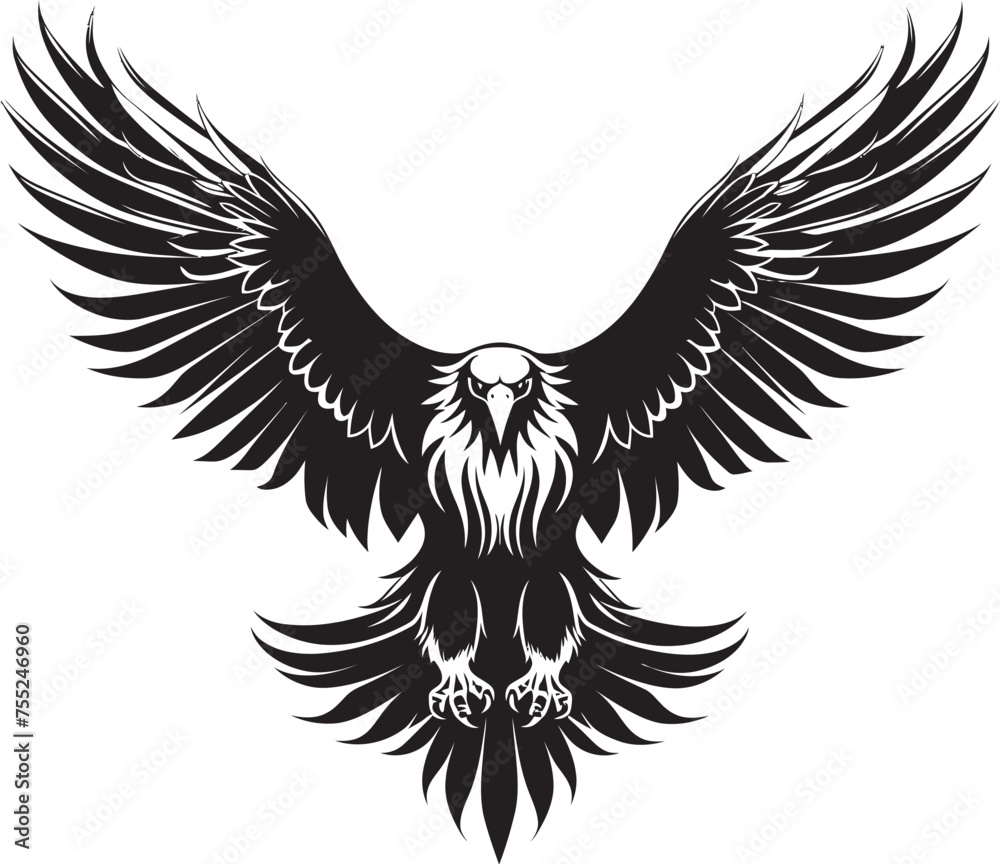 Fototapeta premium Winged Aviator Eagle Tattoo Logo Design with Skull Wing Span Fierce Sentinel Tattoo Styled Eagle Icon with Skull