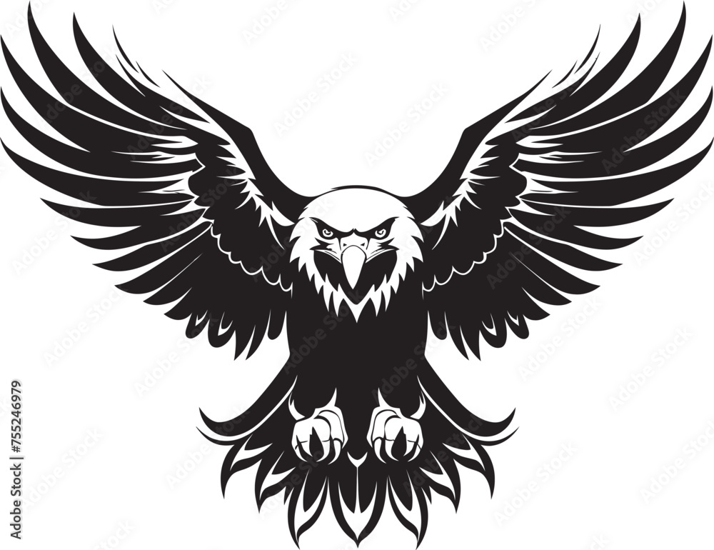Obraz premium Winged Aviator Eagle Tattoo Logo Design with Skull Wing Span Fierce Sentinel Tattoo Styled Eagle Icon with Skull