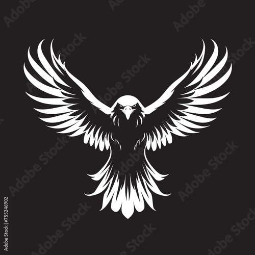 Ink Mastery Tattoo Styled Eagle Icon with Skull Wing Span Celestial Guardian Eagle Tattoo Vector Icon with Skull Wing Span © BABBAN