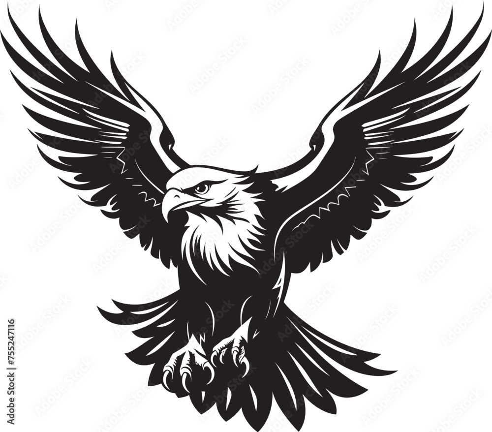 Obraz premium Ink Enchantment Eagle Vector Logo Design Skull Wing Sovereign Tattoo Style Eagle Emblem