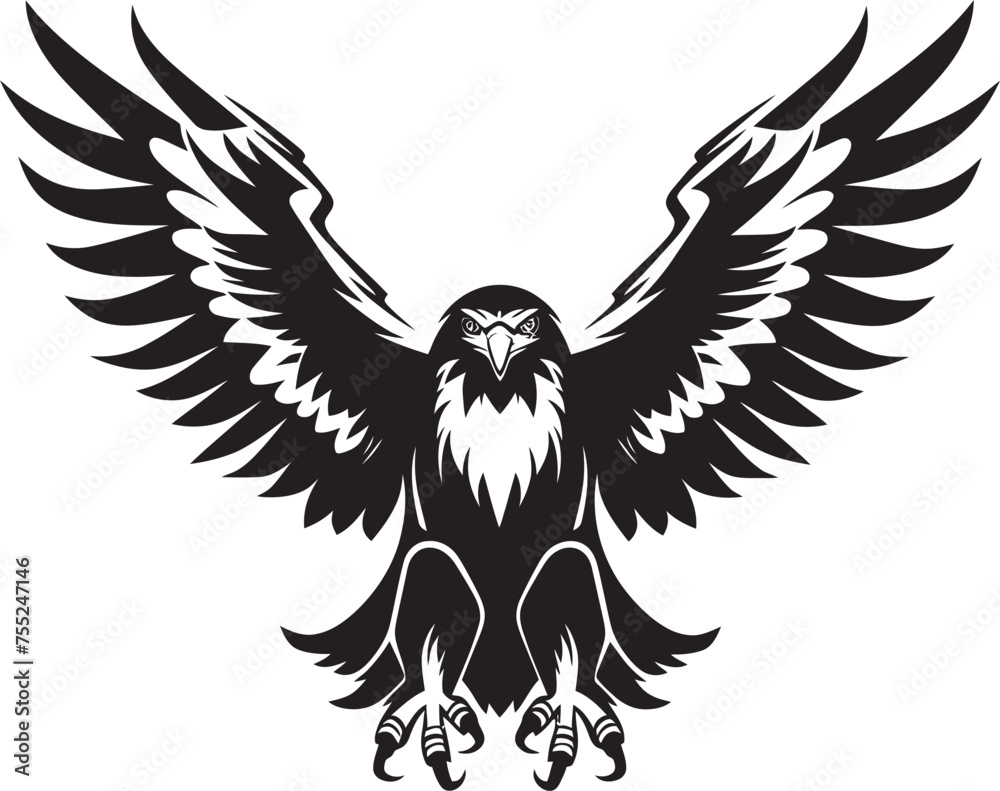 Fototapeta premium Eagle Ink Skull Wing Span Vector Logo Design Swooping Freedom Tattoo Style Eagle Emblem