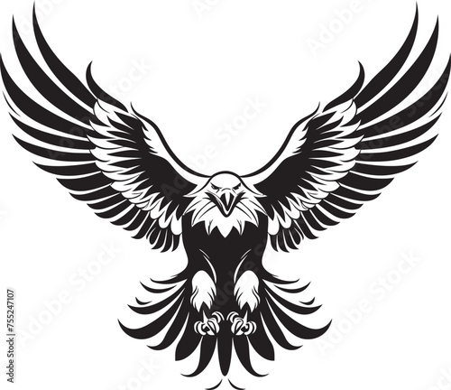 Inked Aviator Eagle Vector Emblem Skull Wing Sentinel Tattoo Style Eagle Logo