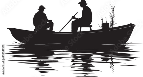 Harbor Hero Small Boat Fisherman Icon in Vector River Rambler Fisherman on Small Boat Vector Logo Design