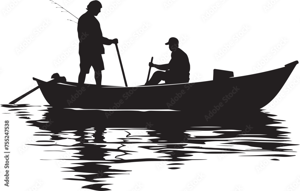 Oceanic Odyssey Vector Logo Design with Fisherman on Small Boat Maritime Majesty Small Boat Fisherman Icon in Vector Oceanic Odyssey Vector Logo Design with Fisherman on Small Boat Maritime Majesty Small Boat Fisherman Icon in Vector