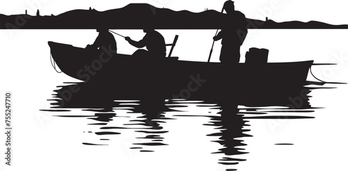 Maritime Mark Small Boat Vector Logo Design River Roamer Fisherman on Small Boat Emblem