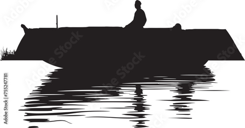 Tidal Tales Small Boat Vector Logo Design Wave Whisperer Fisherman on Small Boat Emblem