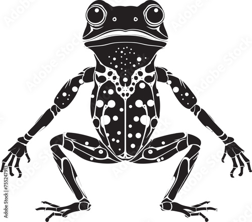Ghastly Gambol Frog Skeleton Vector Emblem Mystic Marrow Skeletal Amphibian Logo in Vector