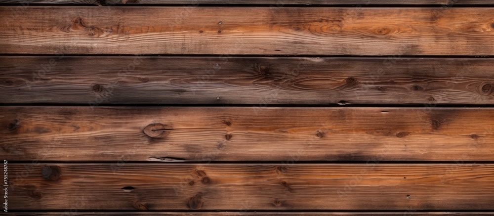 Obraz premium A detailed view of a wooden plank wall made of fresh wood, showcasing the natural texture and grains of the material, with space for text or design elements.