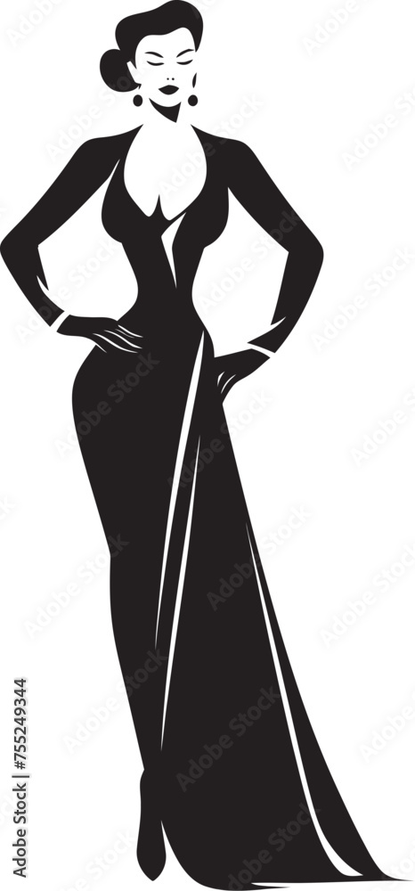 Stylish Sophistication Glamorous Lady Emblem Glamour Galore Woman Icon in Vector Stylish Sophistication Glamorous Lady Emblem Glamour Galore Woman Icon in Vector