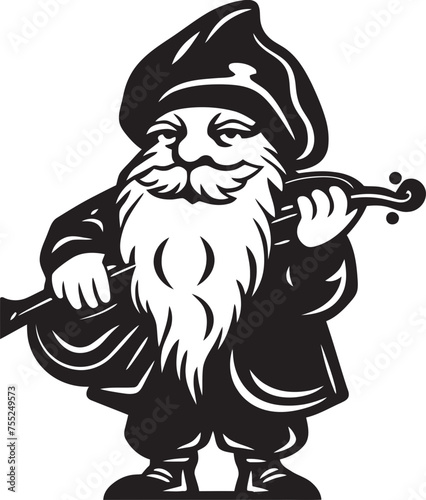 Magical Musings Gnome Playing Violin Emblem Design Sylvan Symphony Vector Logo of Gnome with Violin