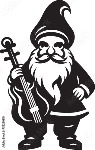 Enchanted Harmony Vector Logo of Gnome with Violin Fairy Fiddler Gnome with Violin Icon in Vector