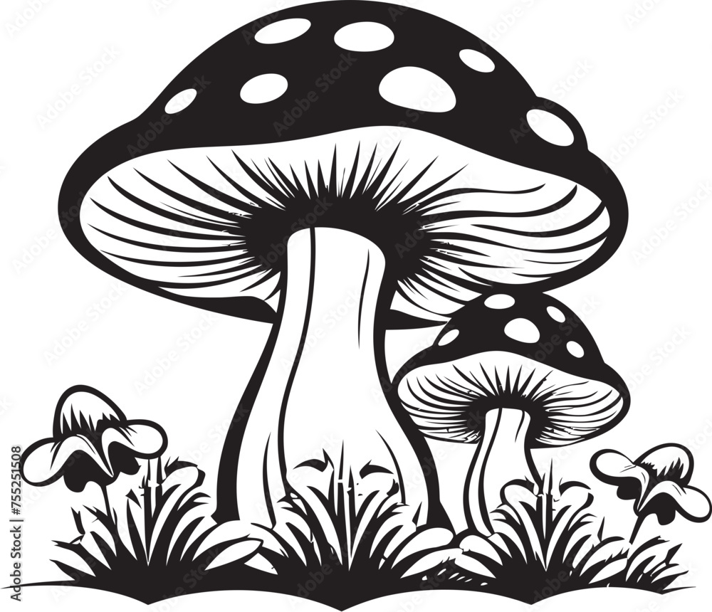 Myco Muse Mushroom Icon Toadstool Tapestry Vector Logo with Mushroom Emblem Myco Muse Mushroom Icon Toadstool Tapestry Vector Logo with Mushroom Emblem