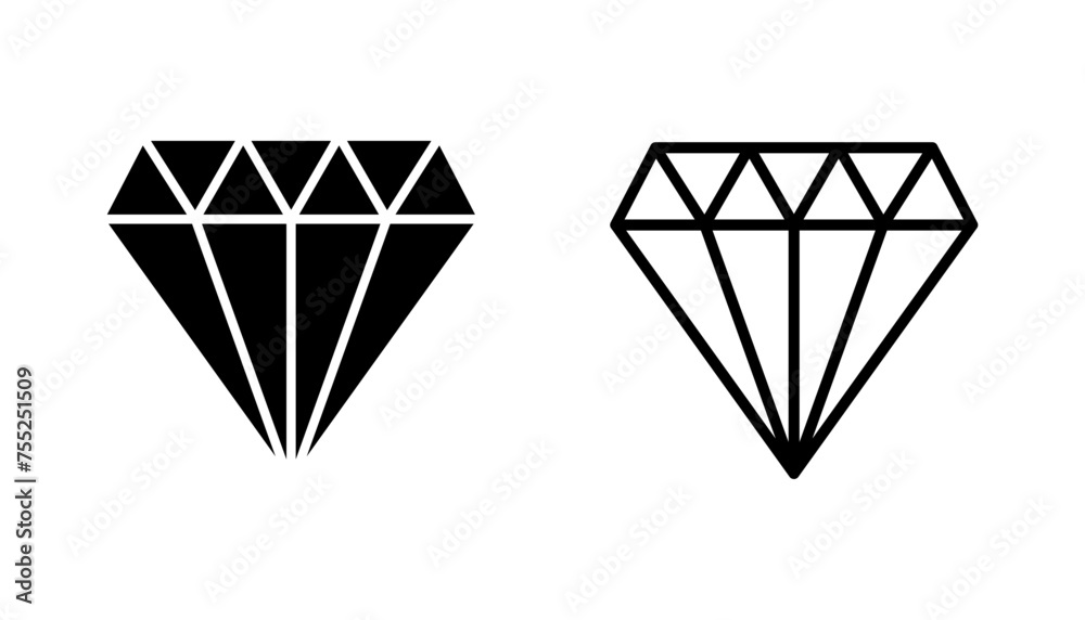 Diamond icon set. diamond gems vector icon. Diamond icon set. diamond gems vector icon.