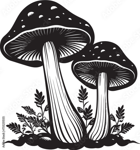 Botanical Beauty Vector Mushroom Logo Earthy Elegance Mushroom Emblem in Vector