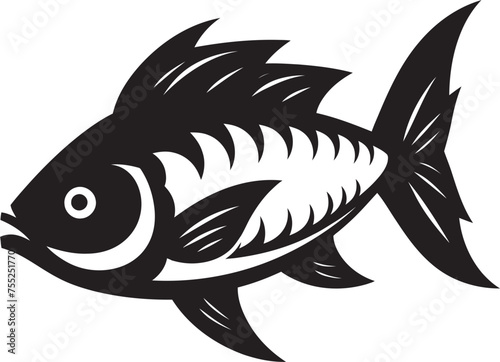 River Reverie Fish Emblem in Vector Ripple Reflections Vector Logo Design with River Fish