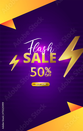 flash sale discount template banner with blank space for product sale with abstract gradient purple and orange background design2