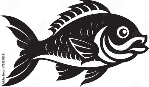 River Reverie Fish Emblem in Vector Design Ripple Reflections Vector Logo of River Fish